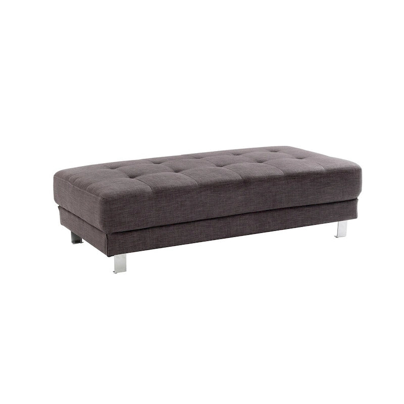 Ottomano in twill oversize, trapuntato a bottoni, 1 posto