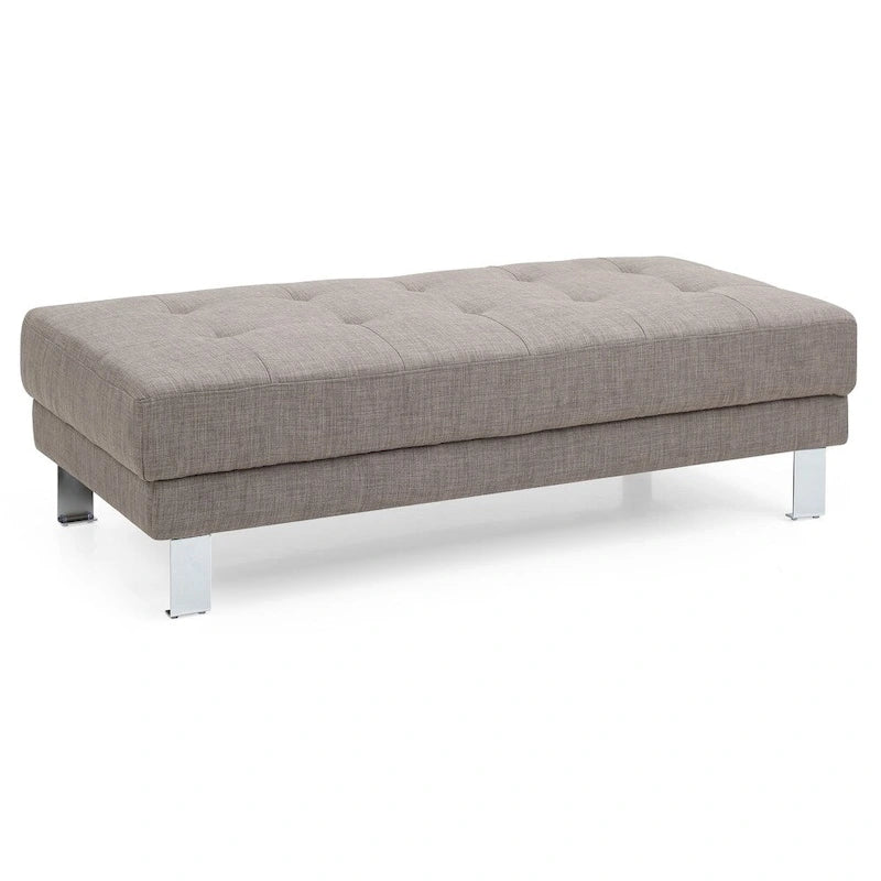 Ottomano in twill oversize, trapuntato a bottoni, 1 posto