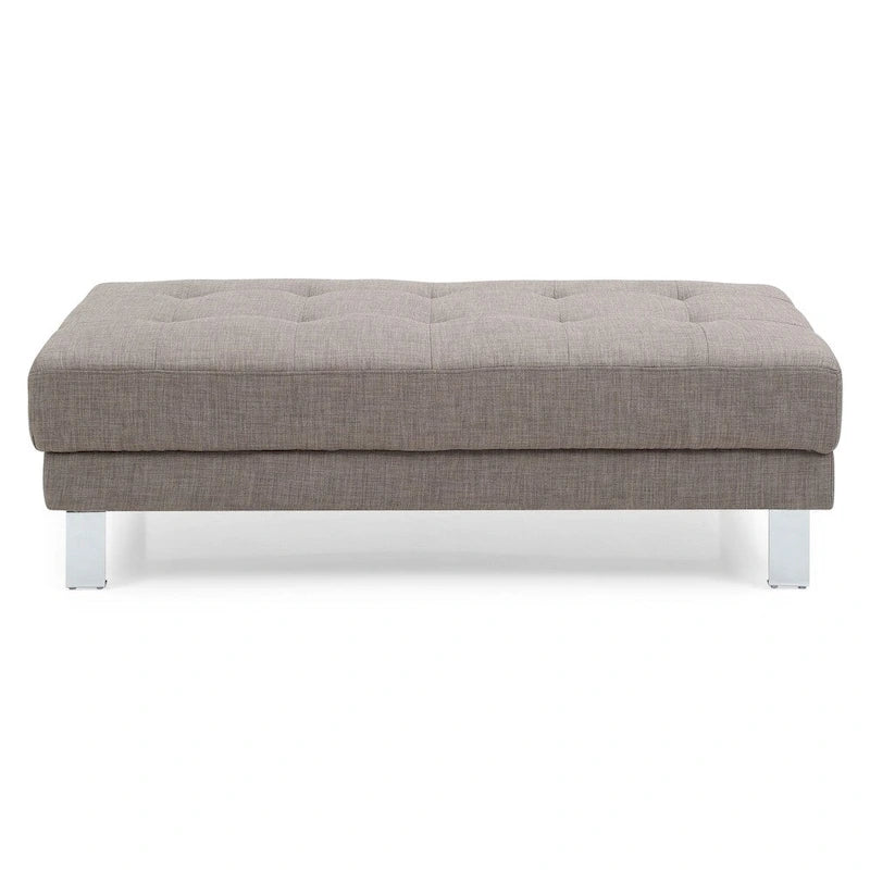 Ottomano in twill oversize, trapuntato a bottoni, 1 posto