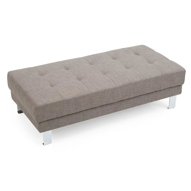 Ottomano in twill oversize, trapuntato a bottoni, 1 posto
