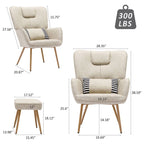 Poltrona a pozzetto ad ala in similpelle marrone/grigia/beige con pouf, seduta singola