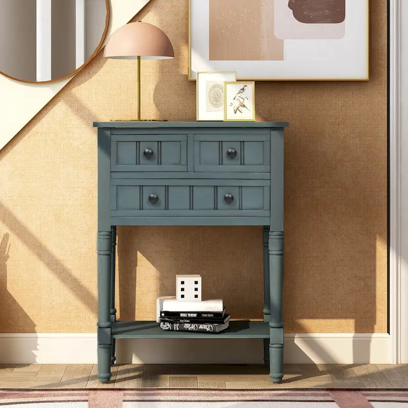 Consolle con 3 cassetti e ripiano inferiore, bianca / grigia / verde / espresso / blu scuro