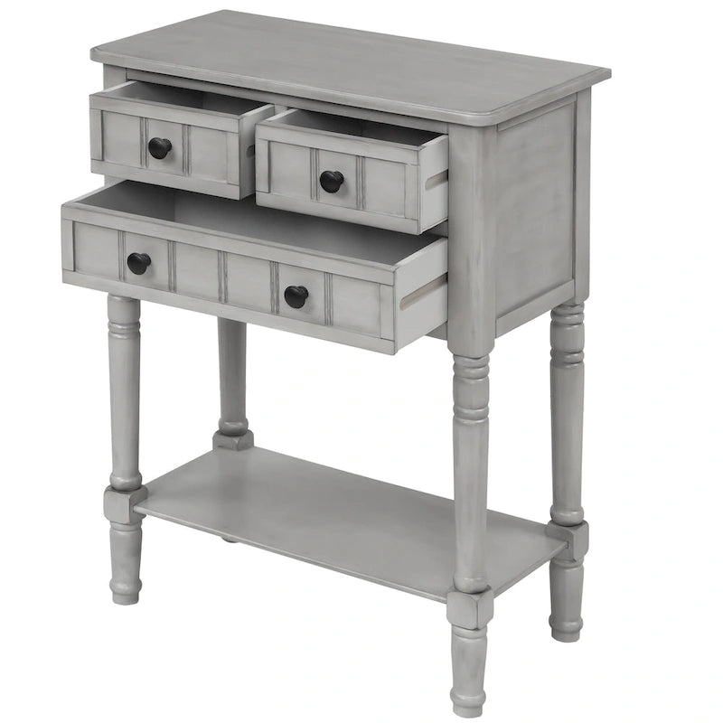 Consolle con 3 cassetti e ripiano inferiore, bianca / grigia / verde / espresso / blu scuro