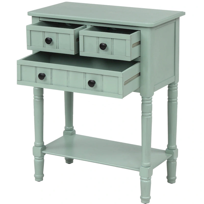 Consolle con 3 cassetti e ripiano inferiore, bianca / grigia / verde / espresso / blu scuro