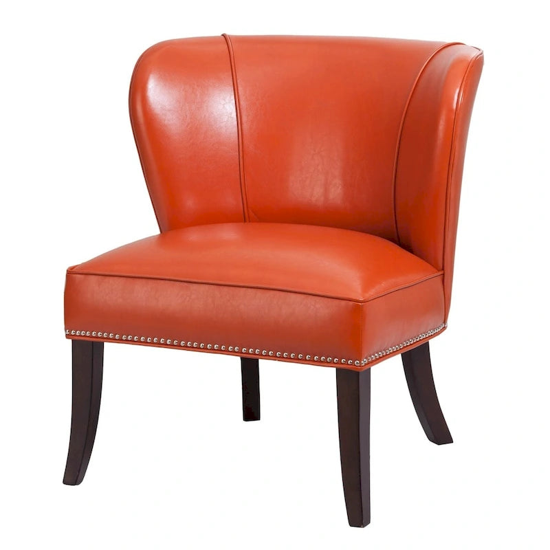 Poltrona senza braccioli Wingback in similpelle arancione, 1 posto