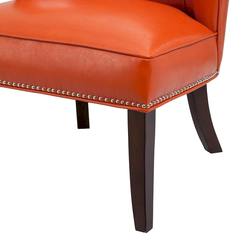 Poltrona senza braccioli Wingback in similpelle arancione, 1 posto
