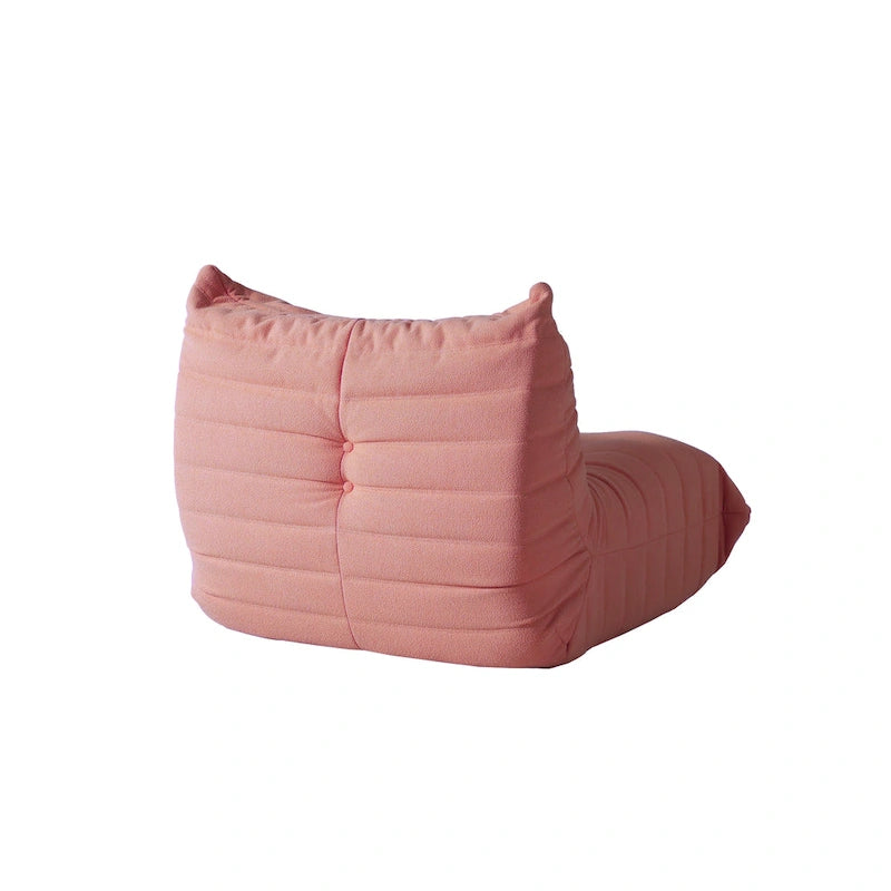 Divano da terra pigro in velluto Teddy rosa, 1/2/3 posti