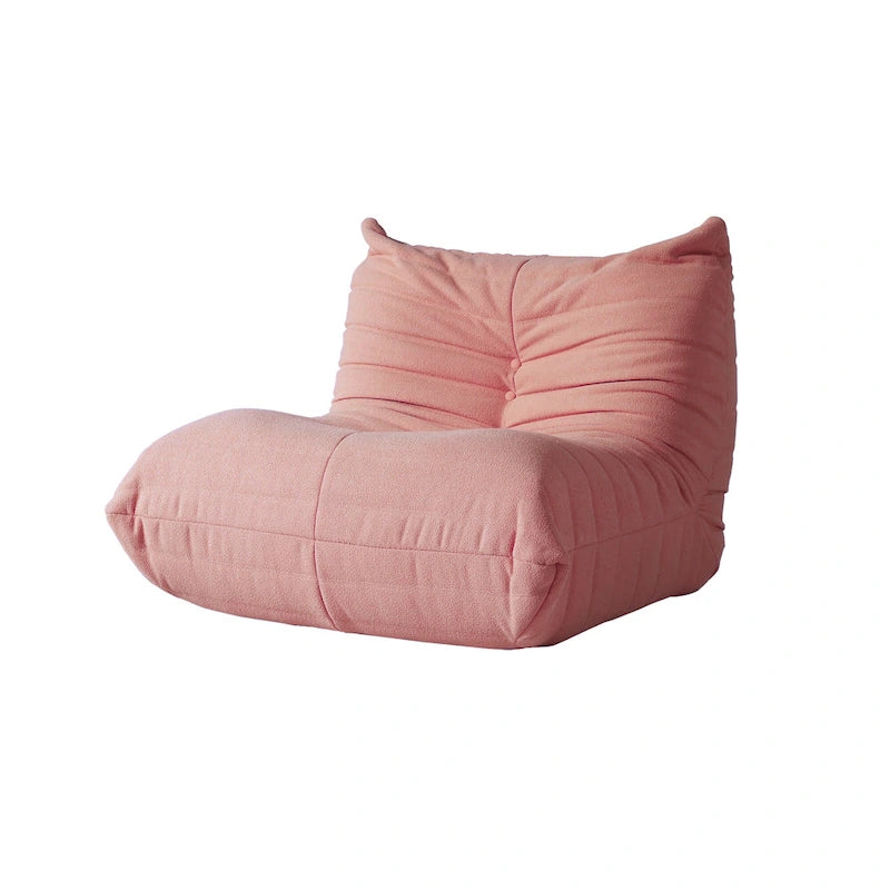 Divano da terra pigro in velluto Teddy rosa, 1/2/3 posti
