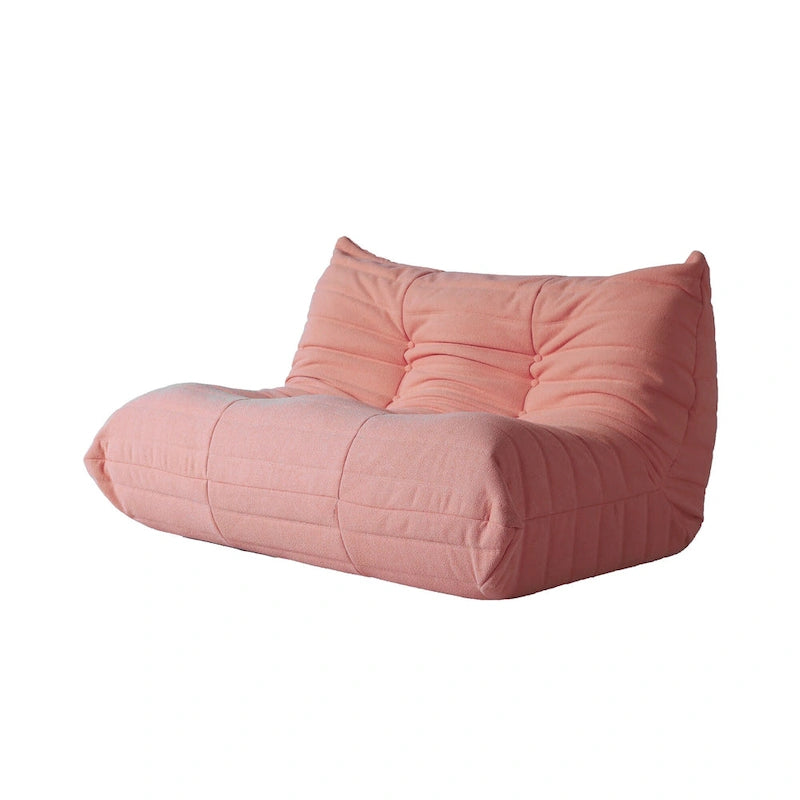 Divano da terra pigro in velluto Teddy rosa, 1/2/3 posti