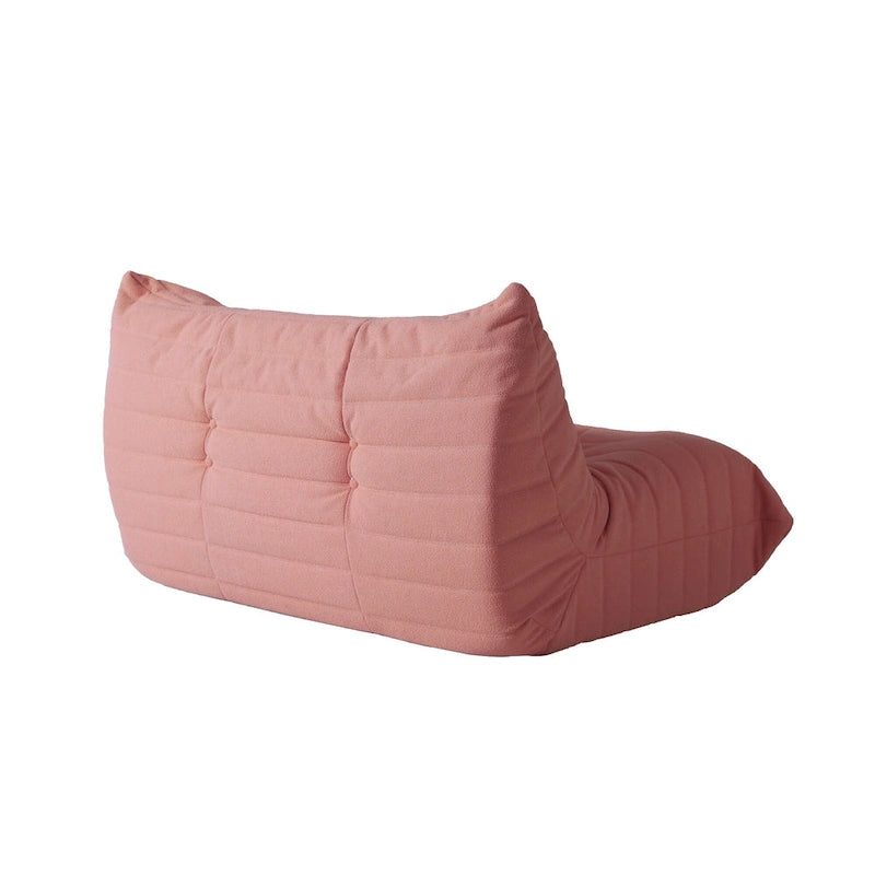 Divano da terra pigro in velluto Teddy rosa, 1/2/3 posti