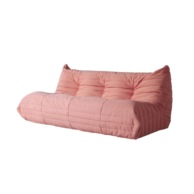 Divano da terra pigro in velluto Teddy rosa, 1/2/3 posti