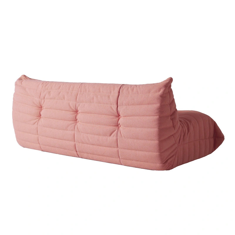 Divano da terra pigro in velluto Teddy rosa, 1/2/3 posti