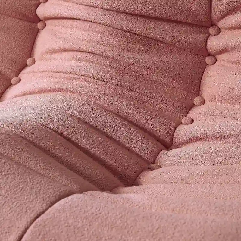 Divano da terra pigro in velluto Teddy rosa, 1/2/3 posti