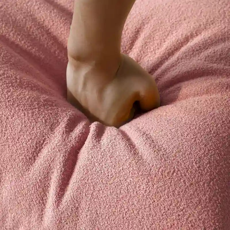 Divano da terra pigro in velluto Teddy rosa, 1/2/3 posti