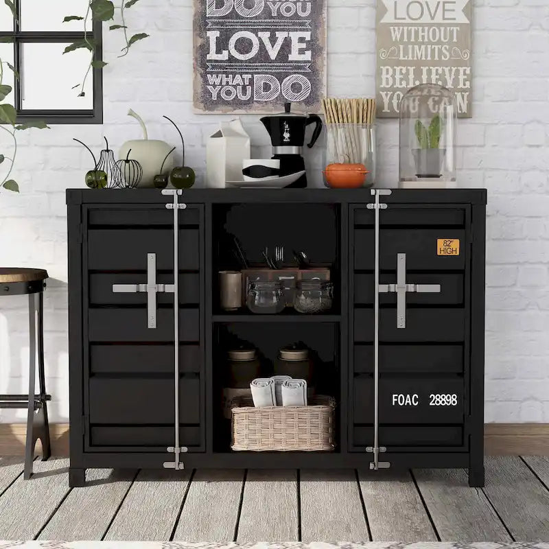 Tavolo consolle industriale in acciaio da 46" – Gun Metal / Sand Black / Sand White