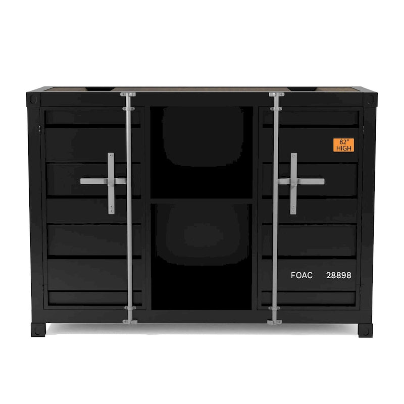 Tavolo consolle industriale in acciaio da 46" – Gun Metal / Sand Black / Sand White