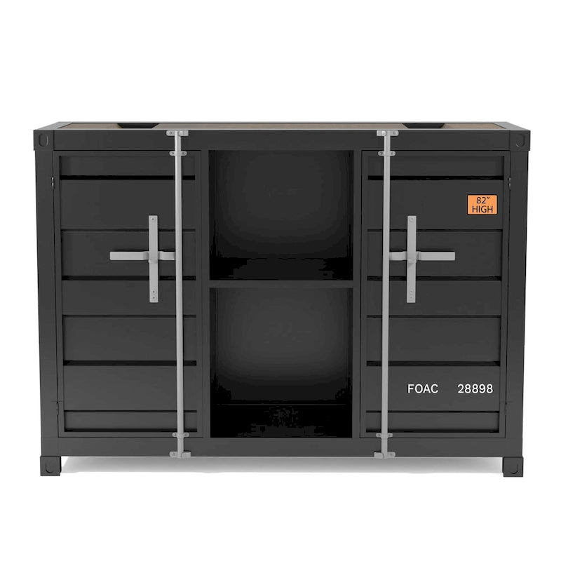 Tavolo consolle industriale in acciaio da 46" – Gun Metal / Sand Black / Sand White