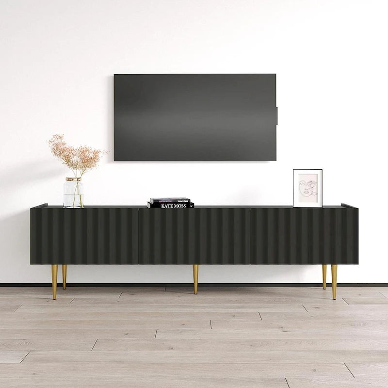 Mobile TV Moderno Bianco/Nero Lucido, Adatto fino a 80"