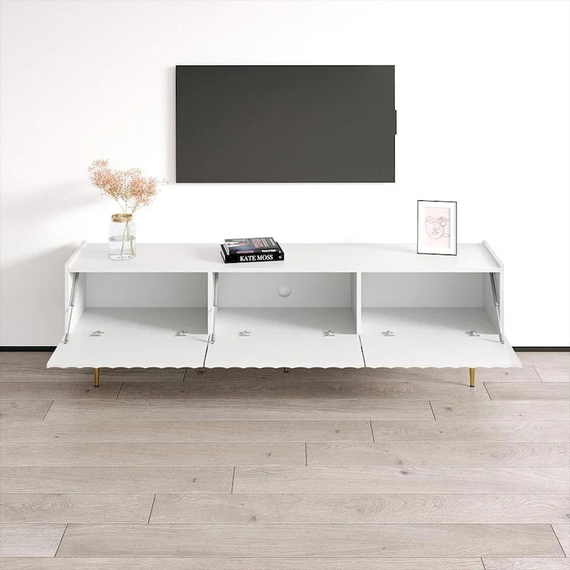 Mobile TV Moderno Bianco/Nero Lucido, Adatto fino a 80"