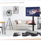 Supporto TV Girevole con Struttura in Metallo Nero e Ruote Bloccabili, 32-65", Assemblaggio da 1-2 Persone