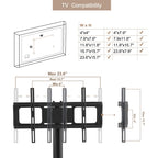 Supporto TV Girevole con Struttura in Metallo Nero e Ruote Bloccabili, 32-65", Assemblaggio da 1-2 Persone