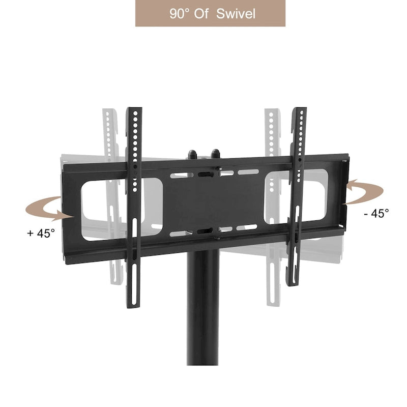 Supporto TV Girevole con Struttura in Metallo Nero e Ruote Bloccabili, 32-65", Assemblaggio da 1-2 Persone