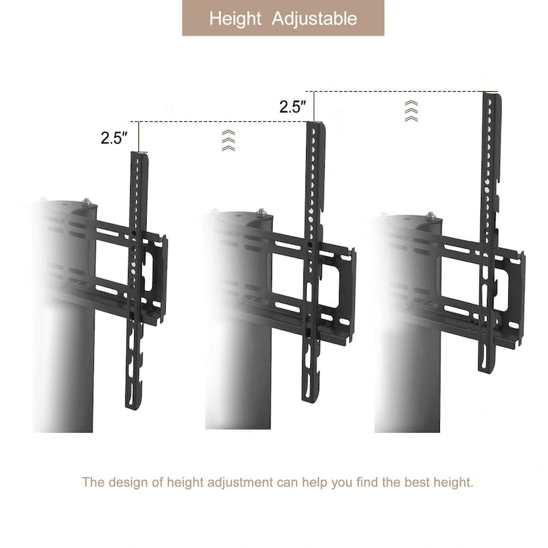 Supporto TV Girevole con Struttura in Metallo Nero e Ruote Bloccabili, 32-65", Assemblaggio da 1-2 Persone