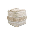 Pouf quadrato beige in cotone intrecciato a mano, 1 posto