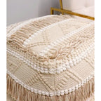 Pouf quadrato beige in cotone intrecciato a mano, 1 posto