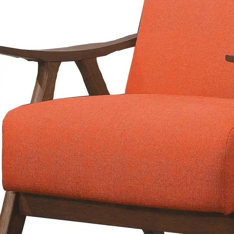 Poltrona singola in tessuto arancione con braccioli curvi