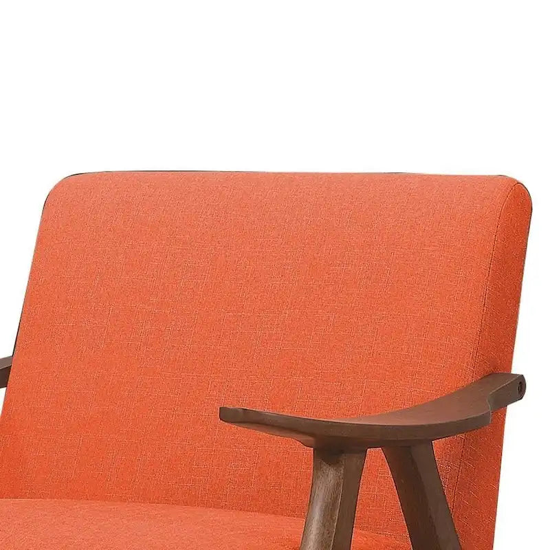 Poltrona singola in tessuto arancione con braccioli curvi