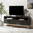 Mobile TV con 2 cassetti e 2 ripiani, finitura scanalata – Adatto per TV fino a 65"