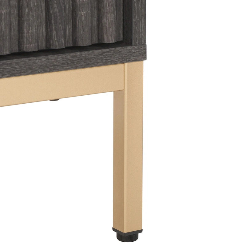 Mobile TV con 2 cassetti e 2 ripiani, finitura scanalata – Adatto per TV fino a 65"