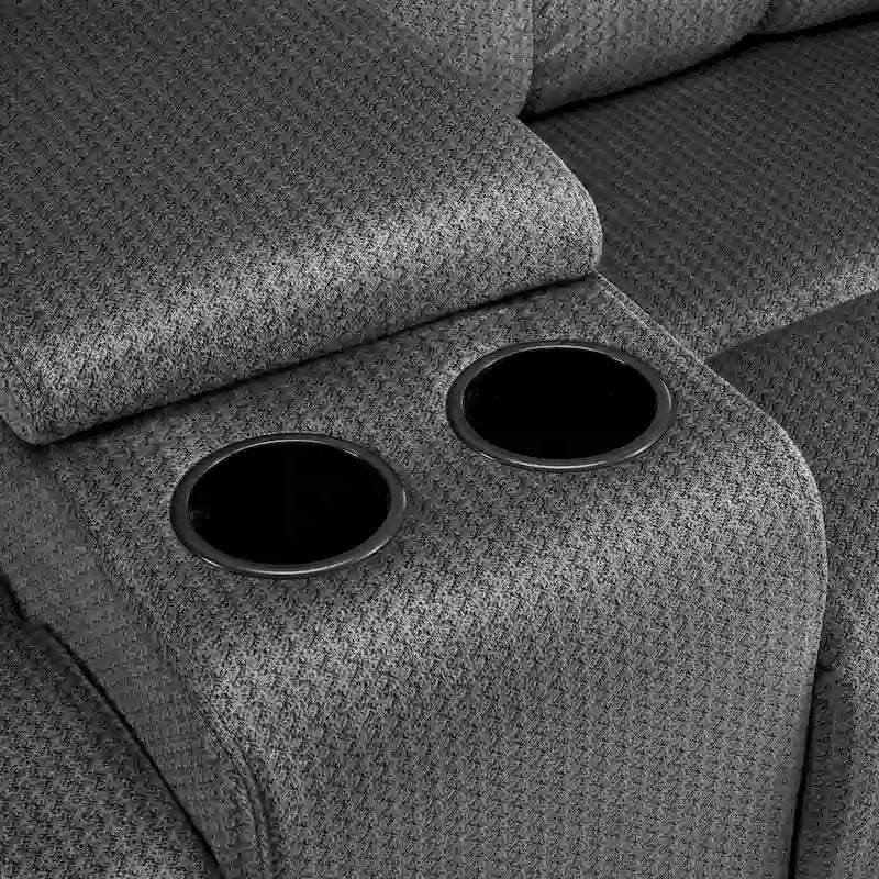 Divanetto Reclinabile Elettrico Bicolore Marrone/Grigio/Blu con Console e Vibrazione, 2 Posti