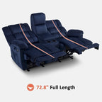 Divanetto Reclinabile Elettrico Bicolore Marrone/Grigio/Blu con Console e Vibrazione, 2 Posti