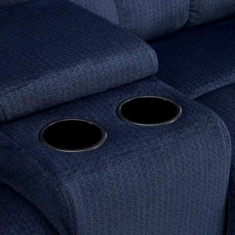 Divanetto Reclinabile Elettrico Bicolore Marrone/Grigio/Blu con Console e Vibrazione, 2 Posti