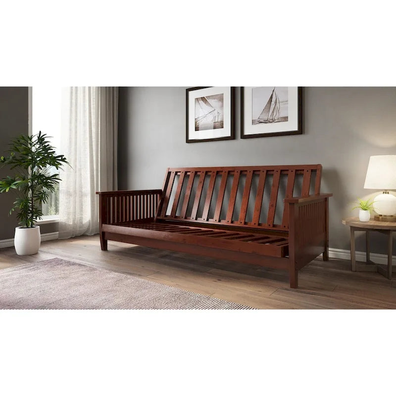 Struttura futon matrimoniale (2 persone) / Divano e letto, ciliegio grigio/scuro/caldo
