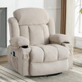 Poltrona reclinabile singola manuale beige/marrone/grigia con girello a 360°