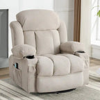 Poltrona reclinabile singola manuale beige/marrone/grigia con girello a 360°