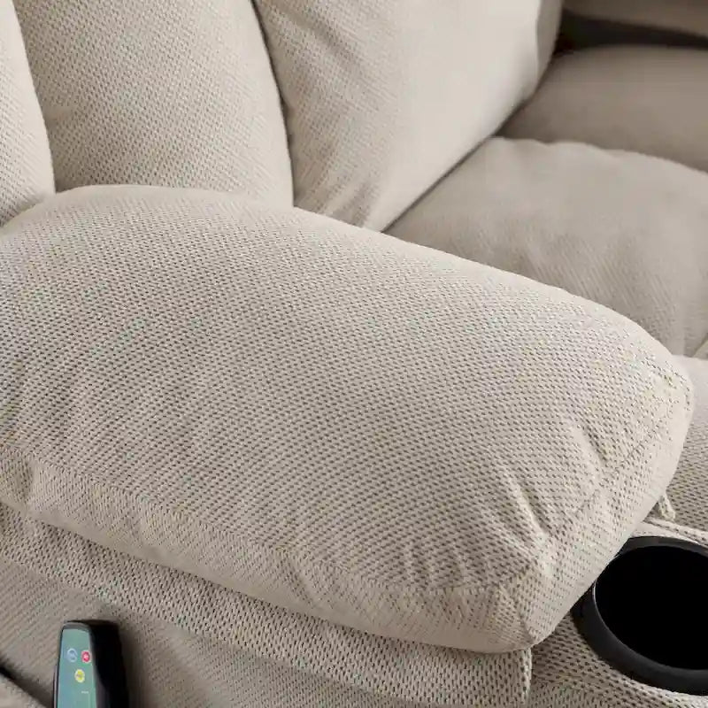 Poltrona reclinabile singola manuale beige/marrone/grigia con girello a 360°