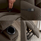 Poltrona reclinabile singola manuale beige/marrone/grigia con girello a 360°