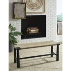 Signature Design by Ashley Acerman Black/Natural Accent Bench - 48.13 W x 16.13 D x 18 H
