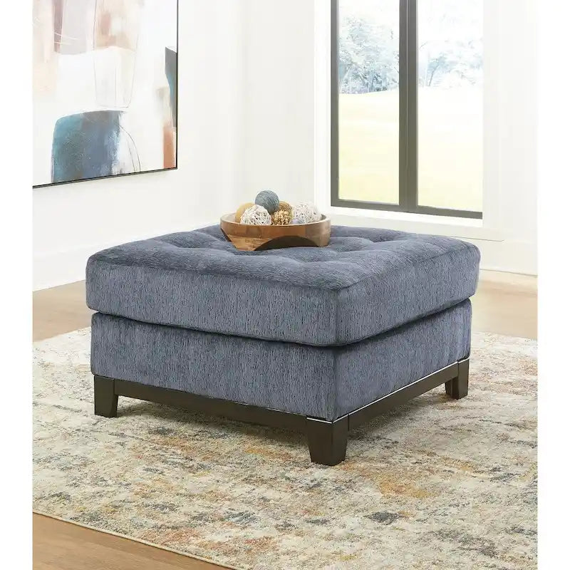 Pouf accentato trapuntato oversize blu navy/pietra, 1 posto