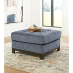 Pouf accentato trapuntato oversize blu navy/pietra, 1 posto