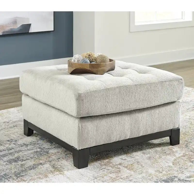 Pouf accentato trapuntato oversize blu navy/pietra, 1 posto