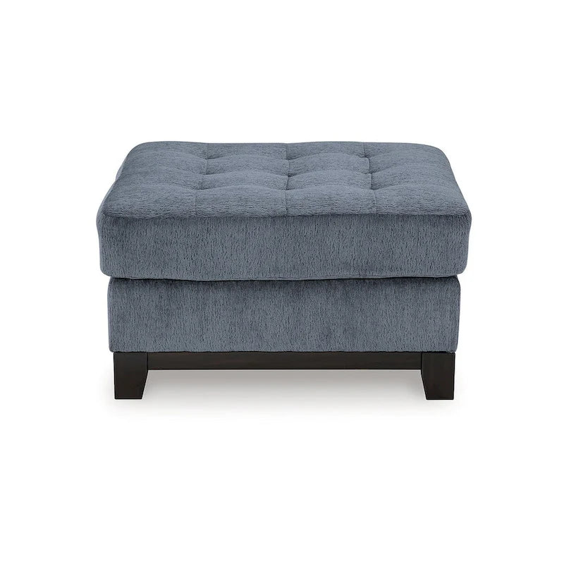 Pouf accentato trapuntato oversize blu navy/pietra, 1 posto