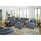 Pouf accentato trapuntato oversize blu navy/pietra, 1 posto