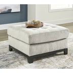 Pouf accentato trapuntato oversize blu navy/pietra, 1 posto