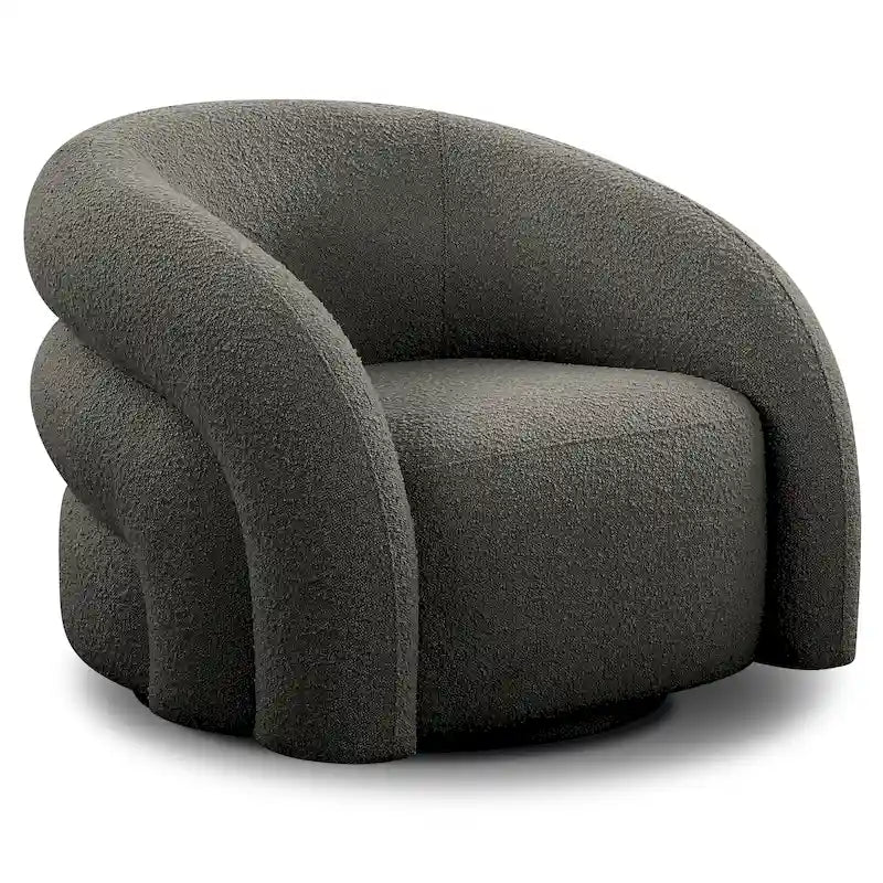 Poltrona girevole bouclé Juniper Green/Ivory White, 1 posto