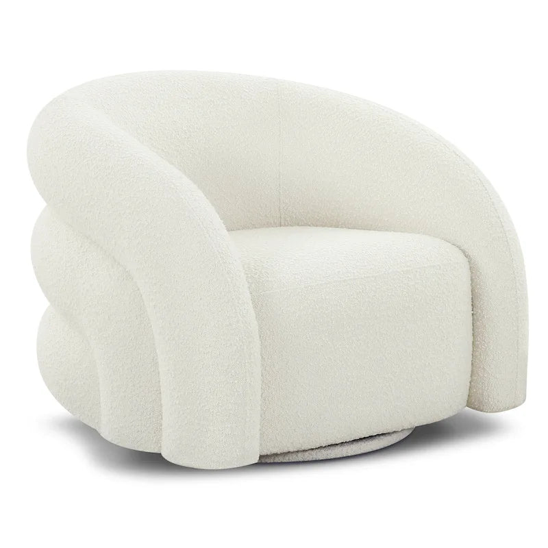 Poltrona girevole bouclé Juniper Green/Ivory White, 1 posto